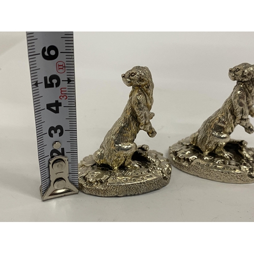 26 - TWO HALLMARKED SILVER FILLED CAMELOT SILVERWARE LTD OTTER FIGURES