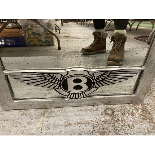 233 - A CHROME BENTLEY MIRROR 50CM 62CM