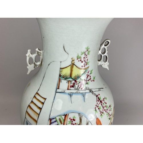 317 - A LARGE 19TH CENTURY CHINESE QING PORCELAIN VASE WITH FIGURAL & CALLIGRAPHY DESIGN, HEIGHT 43CM