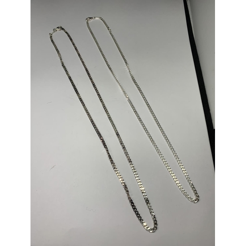 561 - TWO SILVER NECKLACES BOTH LENGTH 20 INCHES