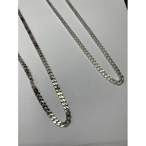 561 - TWO SILVER NECKLACES BOTH LENGTH 20 INCHES