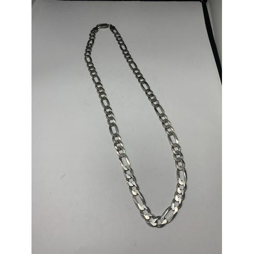 566 - A HEAVY SILVER FLAT LINK NECKLACE LENGTH 20 INCHES