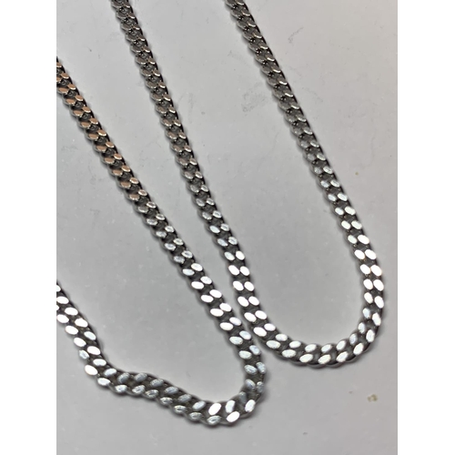 586 - TWO SILVER NECKLACES BOTH LENGTH 20 INCHES