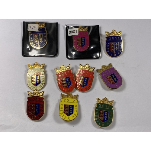 610 - TEN CHESTER RACECOURSE BADGES