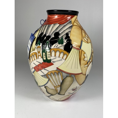 830 - A LIMITED EDITION MOORCROFT 'OPEN DAY' PATTERN VASE, NO.14/15, HEIGHT 21CM