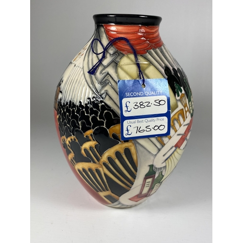 830 - A LIMITED EDITION MOORCROFT 'OPEN DAY' PATTERN VASE, NO.14/15, HEIGHT 21CM