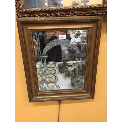 966 - TWO GILT FRAMED MIRRORS ONE WITH AN ARCH DESIGN