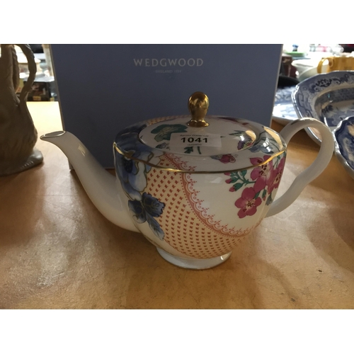 1041 - A BOXED WEDGWOOD 'BUTTERFLY BLOOM' TEAPOT