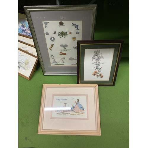 1138 - THREE FRAMED CROSS STITCH PICTURES