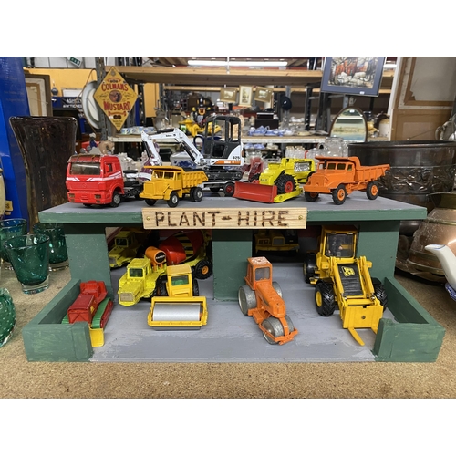 1157 - A PLANT HIRE GARAGE WITH TWELVE VARIOUS VEHICLES AND MACHINES