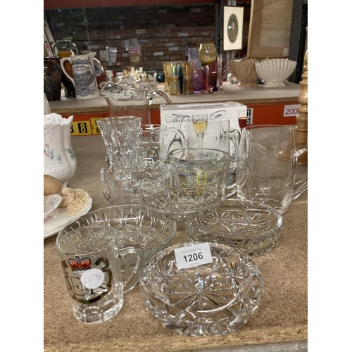 1206 - VARIOUS ITEMS OF GLASSWARE