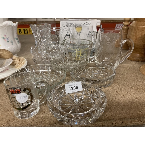 1206 - VARIOUS ITEMS OF GLASSWARE