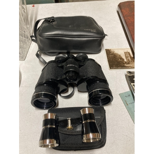 1312 - A VINTAGE INSTAMATIC KODAK CAMERA TOGETHER WITH A PAIR OF TASCO ZIP BINOCULARS AND A SMALL PAIR OF T... 