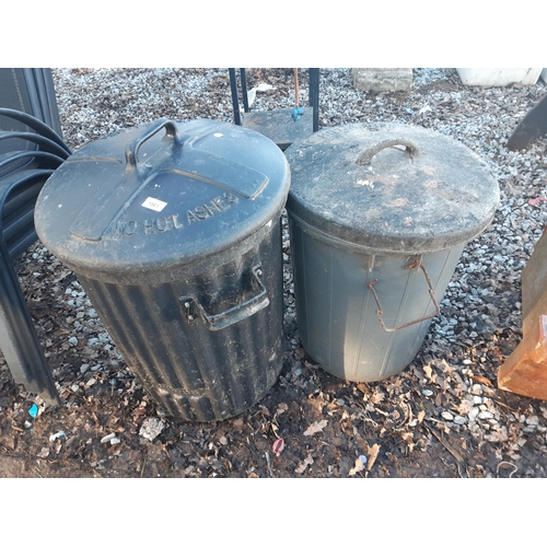 1961 - TWO PLASTIC DUST BINS WITH LIDS