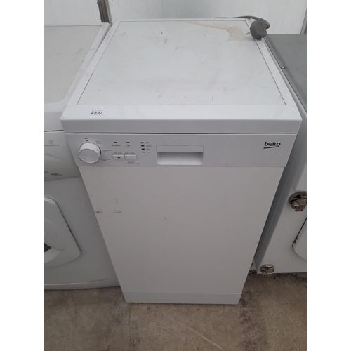 2353 - A WHITE BEKO SLIMLINE DISHWASHER