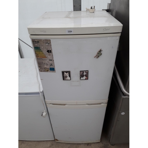 2359 - A WHITE PROLINR UPRIGHT FRIDGE FREEZER