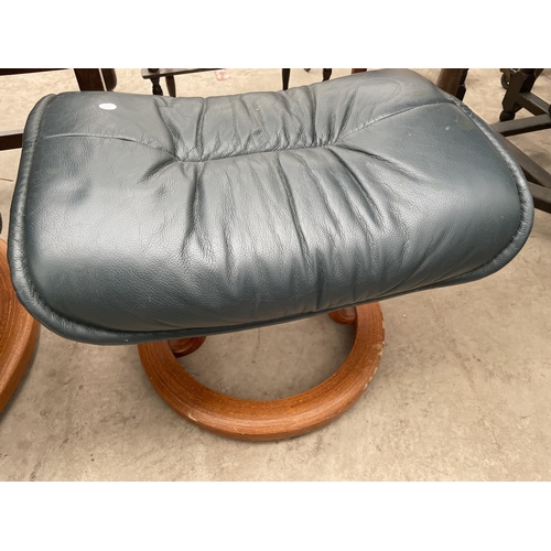 2570 - A STRESSLESS 'EKORNES' ADJUSTABLE SWIVEL CHAIR WITH MATCHING STOOL