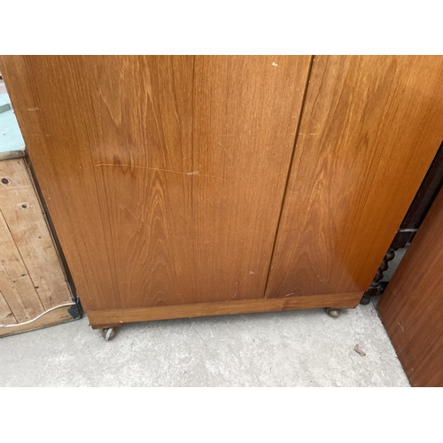 2597 - A RETRO TEAK TWO DOOR WARDROBE, 36