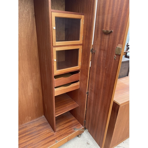 2597 - A RETRO TEAK TWO DOOR WARDROBE, 36