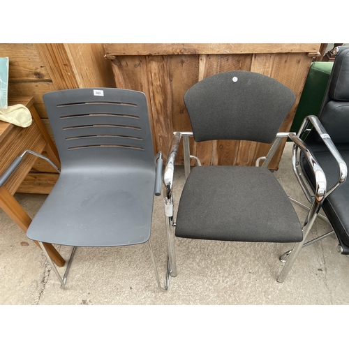 2601 - TWO OFFICE CHAIRS ON POLISHED CHROME FRAME