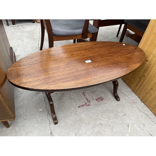 2618 - A  MODERN OVAL MAHOGANY COFFEE TABLE