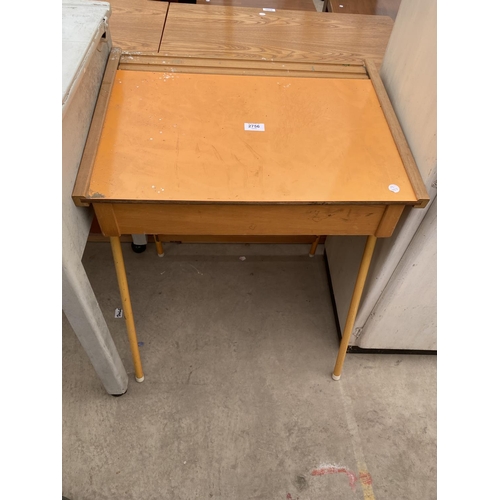 2756 - A 1970'S ORANGE CHILDS DESK