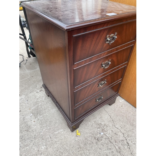 2858 - A MAHOGANY HI-FI CABINET IN THE FORM OF A CHEST