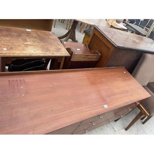 2886 - A RETRO TEAK 'REMPLOY' SIDEBOARD ENCLOSING CUPBOARD AND THREE LONG DRAWERS, 54