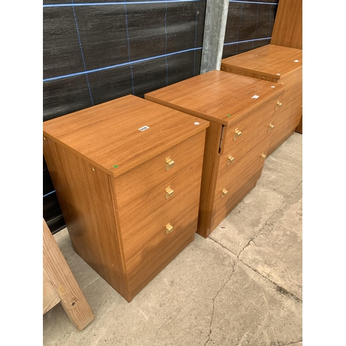 2918 - TWO RETRO TEAK SCHRIEBER CHEST OF THREE DRAWERS, 23.5