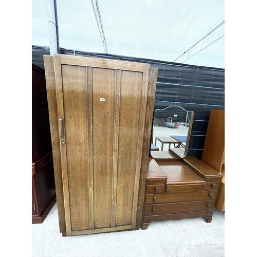 2925 - A MID 20TH CENTURY OAK 'LEBUS' DRESSING CHEST AND TWO DOOR WARDROBE