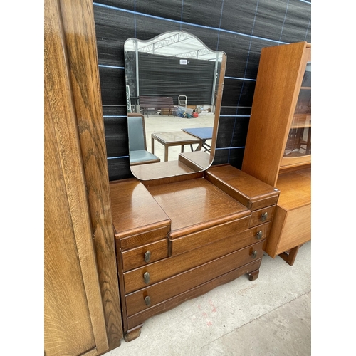 2925 - A MID 20TH CENTURY OAK 'LEBUS' DRESSING CHEST AND TWO DOOR WARDROBE