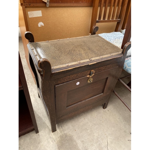 2957 - A FOLDING CARD TABLE, TV TABLE, FOUR EDWARDIAN BEDROOM CHAIRS AND A PIANO STOOL