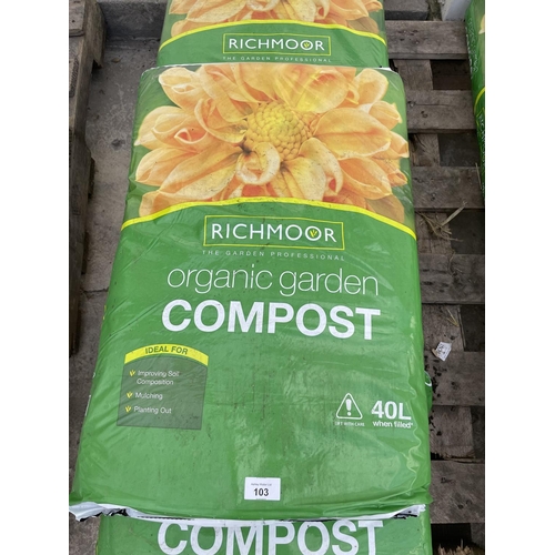 103 - FIVE 40 LITRE BAGS OF ORGANIC GARDEN COMPOST NO VAT