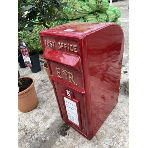 233 - A RED POST BOX WITH KEYS + VAT