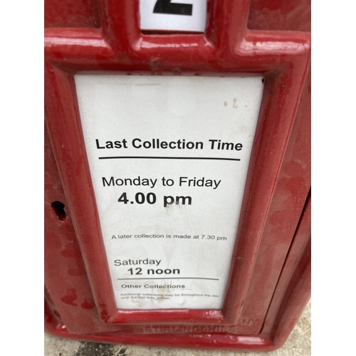 233 - A RED POST BOX WITH KEYS + VAT