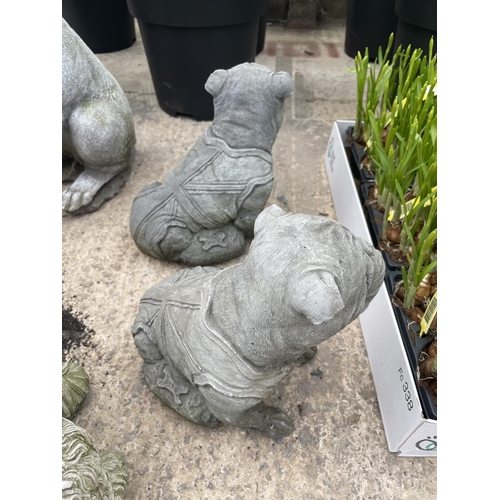 53 - TWO CONCRETE BRITISH BULLDOG GARDEN ORNAMENTS NO VAT