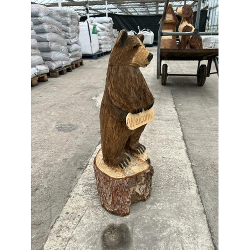 236 - A CARVED WOODEN WELCOME BEAR APPROX 74 CM HIGH NO VAT