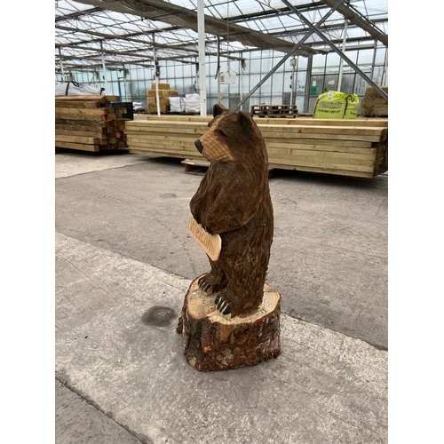 236 - A CARVED WOODEN WELCOME BEAR APPROX 74 CM HIGH NO VAT