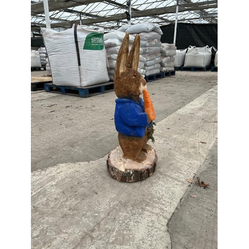 239 - A CARVED WOODEN RABBIT APPROX 82 CM HIGH NO VAT