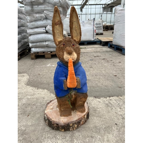 239 - A CARVED WOODEN RABBIT APPROX 82 CM HIGH NO VAT