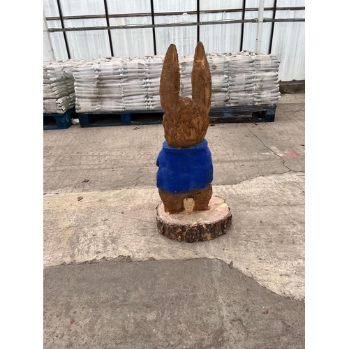 239 - A CARVED WOODEN RABBIT APPROX 82 CM HIGH NO VAT