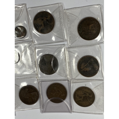 349 - A COLLECTION OF THIRTEEN QUEEN VICTORIA PENNIES TO INCLUDE FINE EXAMPLES ETC