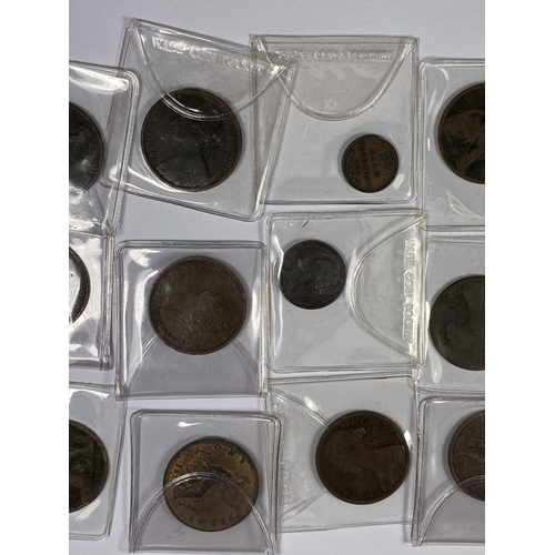 349 - A COLLECTION OF THIRTEEN QUEEN VICTORIA PENNIES TO INCLUDE FINE EXAMPLES ETC