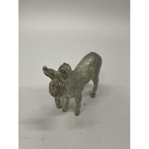 21 - TWO SILVER EFFECT FIGURES TO INCLUDE A HORSE & DONKEY, HORSE LENGTH 28CM