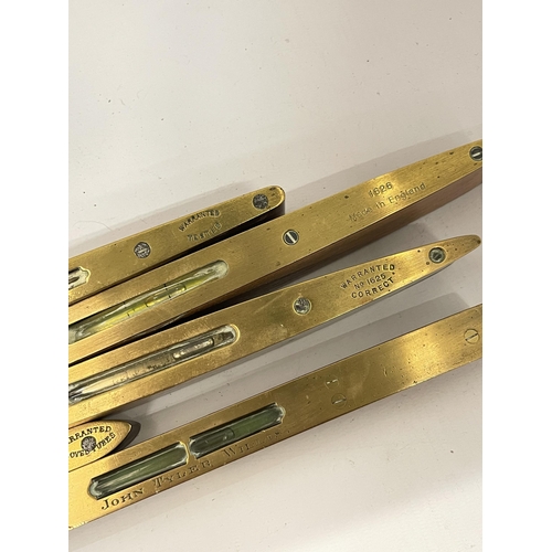 34 - A COLLECTION OF VINTAGE BRASS SPIRIT LEVELS AND FURTHER TOOLS J.RABONE & SONS, MINIATURE SALTER SCAL... 