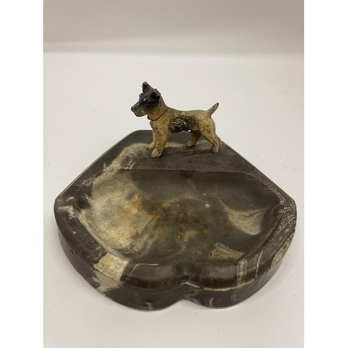 8 - AN AUSTRIAN COLD PAINTED BRONZE MODEL OF A TERRIER IN THE FORM OF AN ASHTRAY