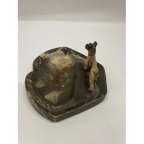 8 - AN AUSTRIAN COLD PAINTED BRONZE MODEL OF A TERRIER IN THE FORM OF AN ASHTRAY