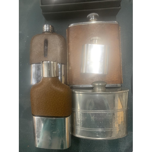 102 - A QUANTITY OF VINTAGE HIP FLASKS - 6 IN TOTAL