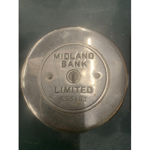 105 - A VINTAGE MIDLANDS BANK MONEY BOX/SAFE