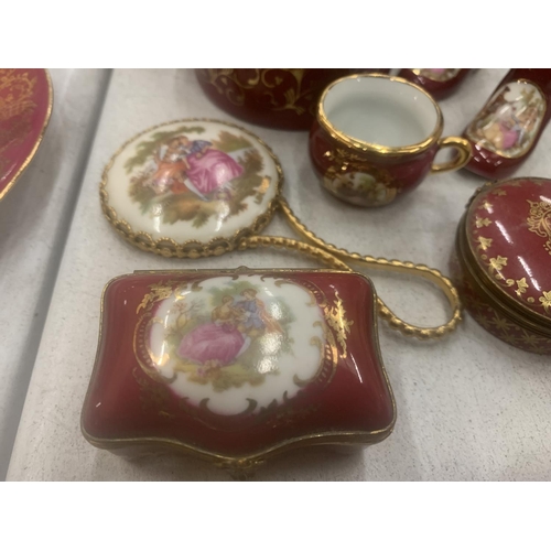 136 - A LARGE QUANTITY OF LIMOGES TO INCLUDE A FOOTED CAKE PLATE, TRINKET BOXES, MINIATURE PLATES, SMALL V... 